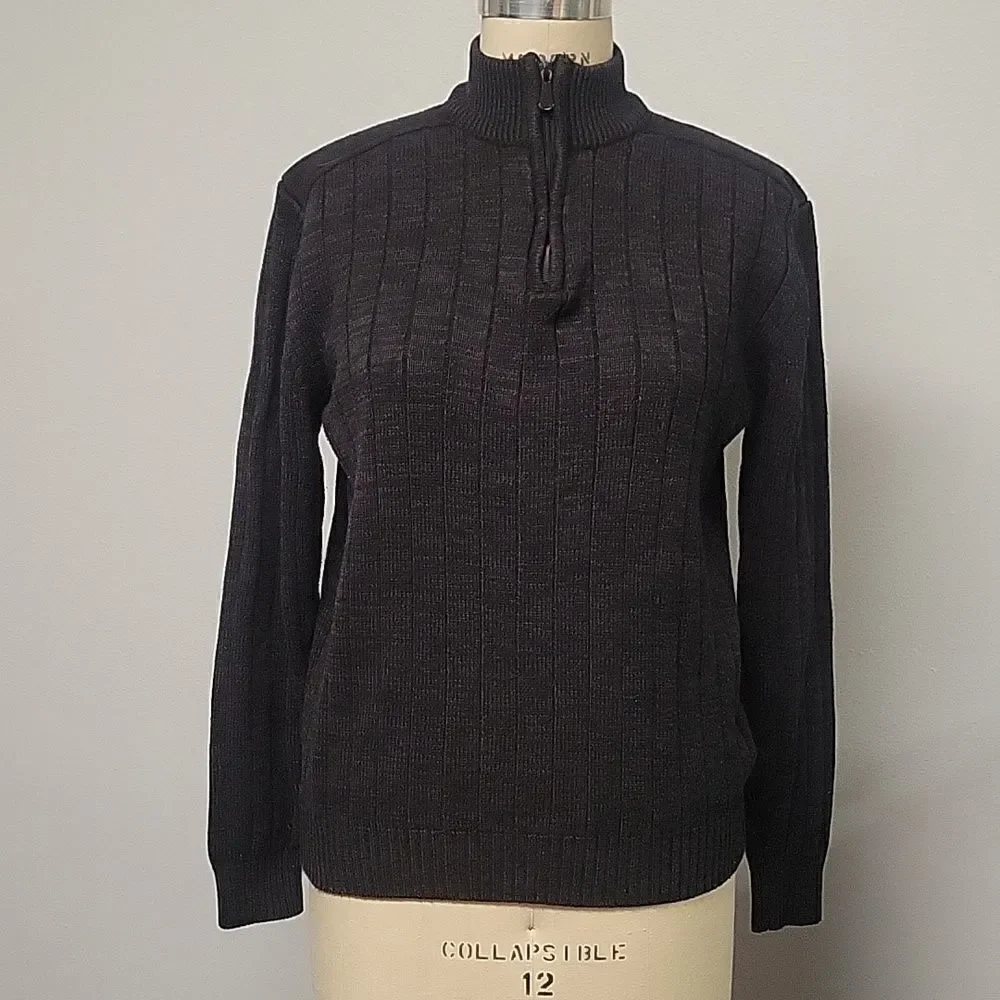 Method vintage 1/4 Zip Pullover Black Ribbed Knit Sweater size XL